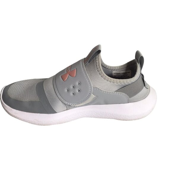 Under Armour Shoes Womens Size 8.5 Gray Pink Slip On Strap Sneakers 3024871-107 - Picture 6 of 11